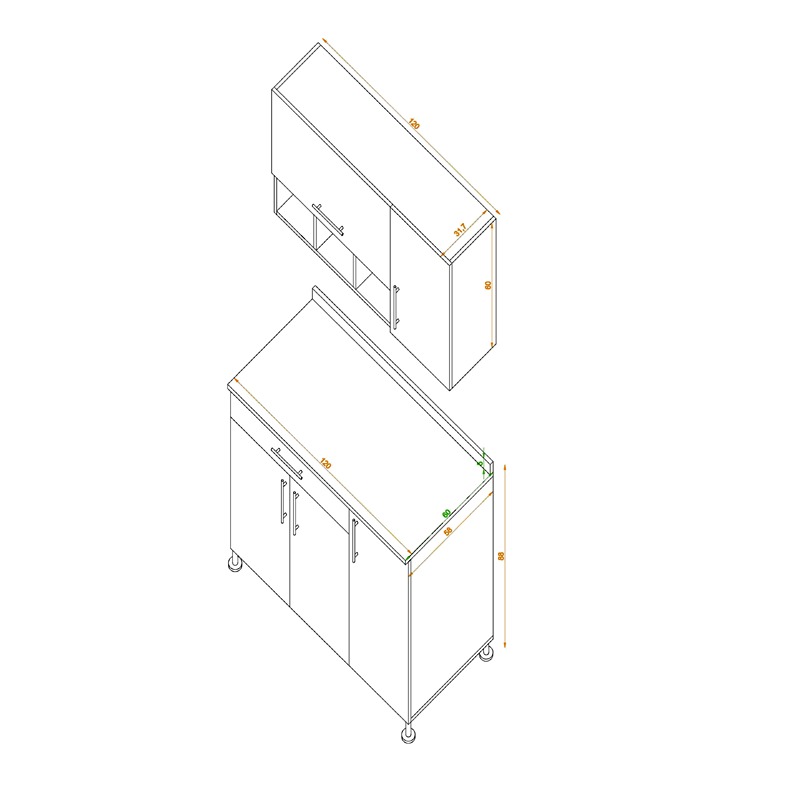 Kitchen Unit Set, 2 Pcs, Multiple Colors - KM-EG38-183