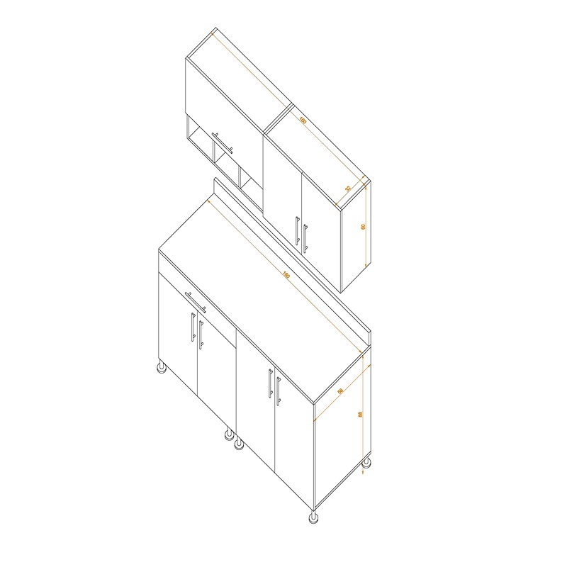 Kitchen Unit Set, 2 Pcs, Multiple Colors - KM-EG38-185