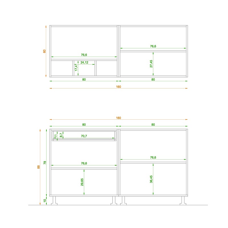 Kitchen Unit Set, 2 Pcs, Multiple Colors - KM-EG38-185