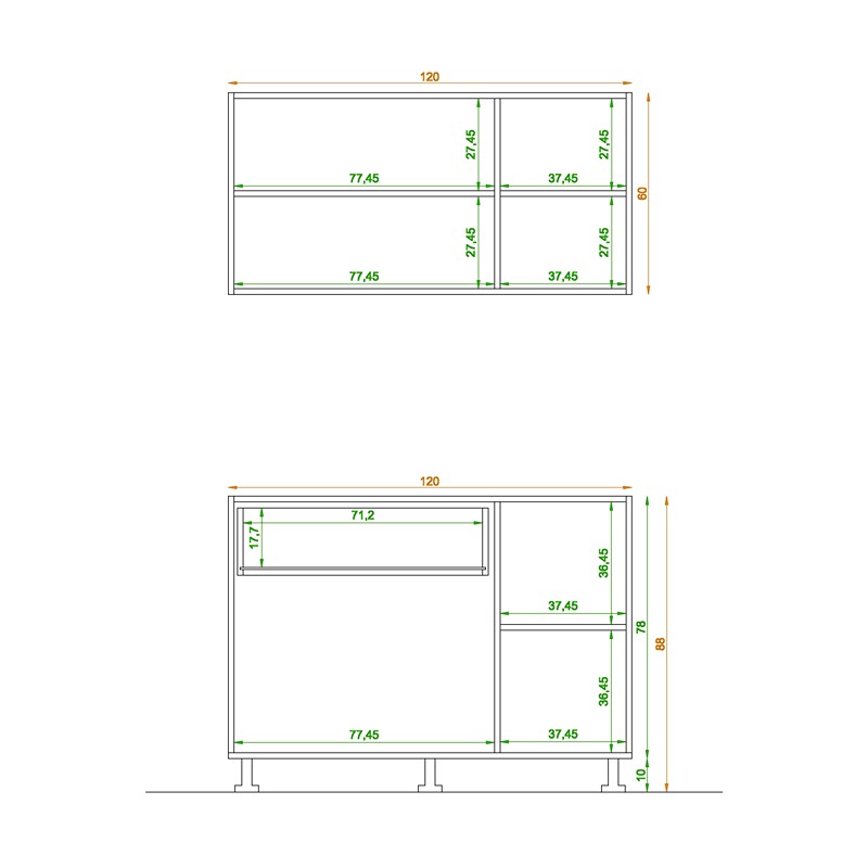 Kitchen Unit Set, 2 Pcs, Multiple Colors - KM-EG38-187