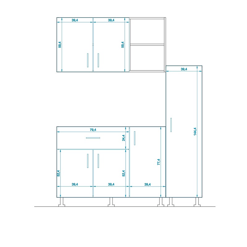 Kitchen Unit Set, 3 Pcs, Multiple Colors - KM-EG38-188