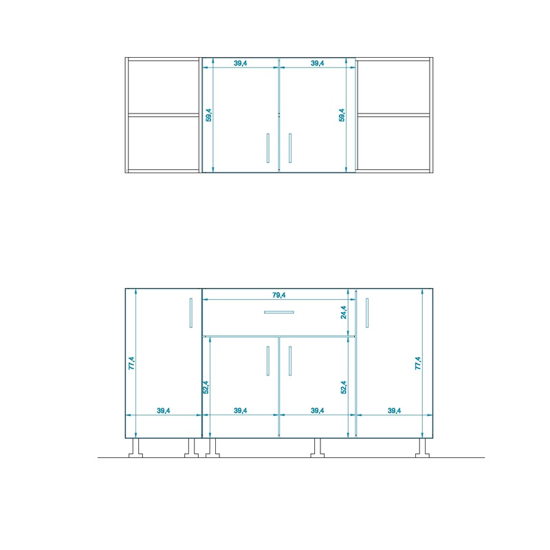 Kitchen Unit Set, 2 Pcs, Multiple Colors - KM-EG38-189