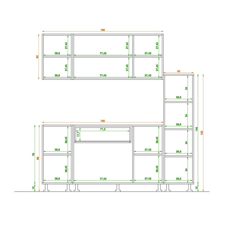 Kitchen Unit Set, 3 Pcs, Multiple Colors - KM-EG38-190