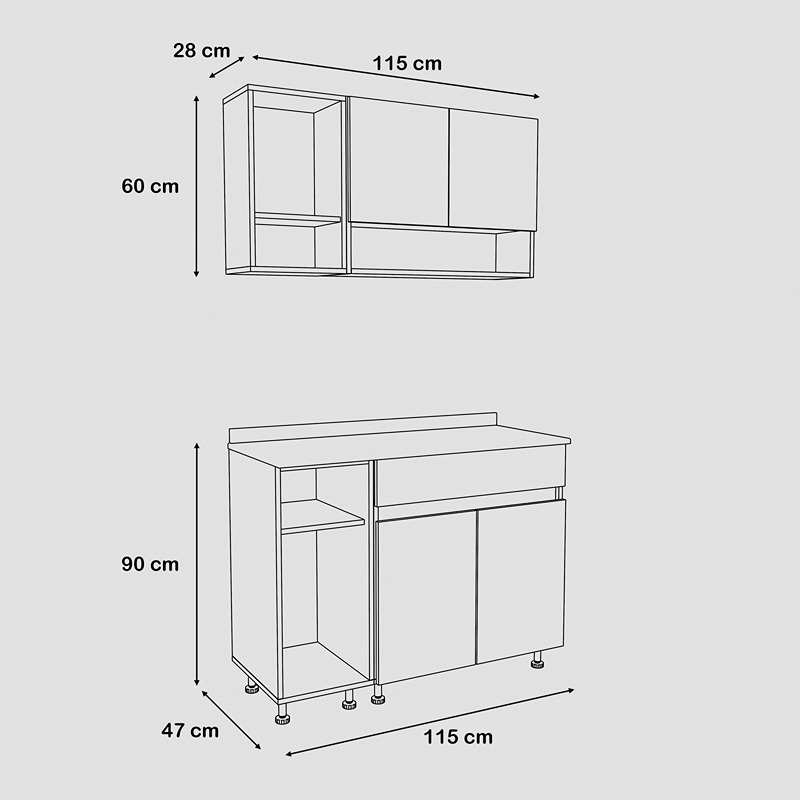 Kitchen Unit Set, 2 Pcs, Multiple Colors - KM-EG38-191