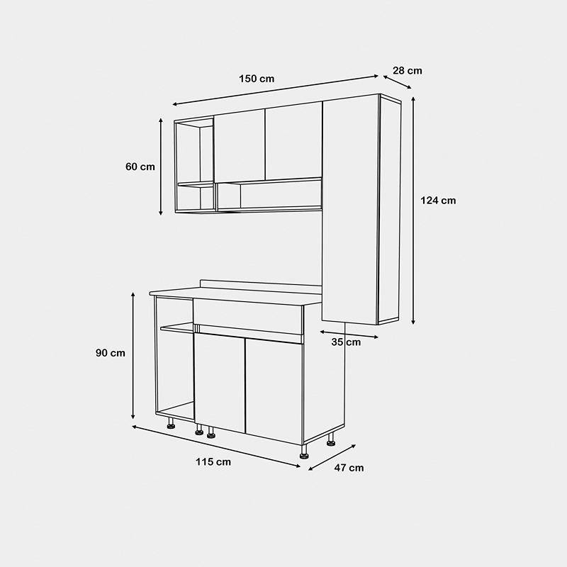 Kitchen Unit Set, 3 Pcs, Multiple Colors - KM-EG38-192