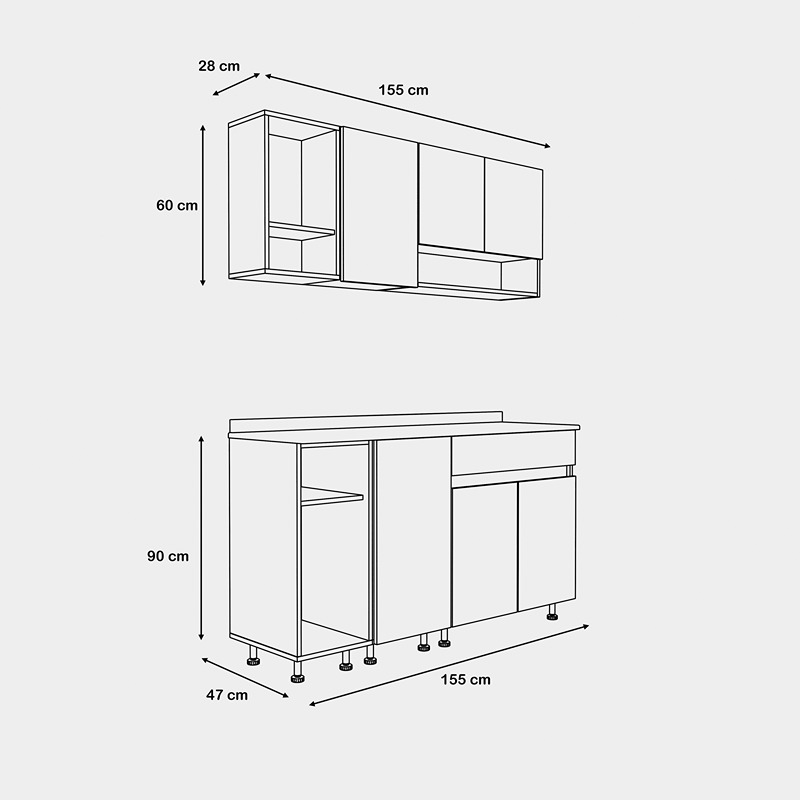 Kitchen Unit Set, 2 Pcs, Multiple Colors - KM-EG38-193