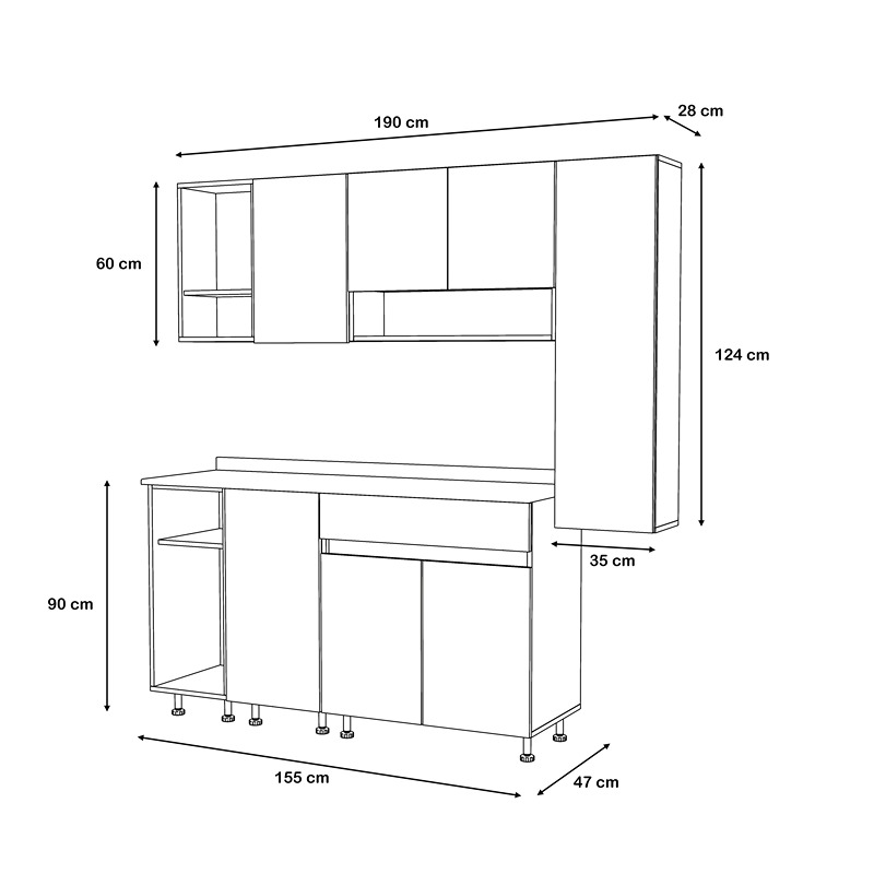Kitchen Unit Set, 3 Pcs, Multiple Colors - KM-EG38-194