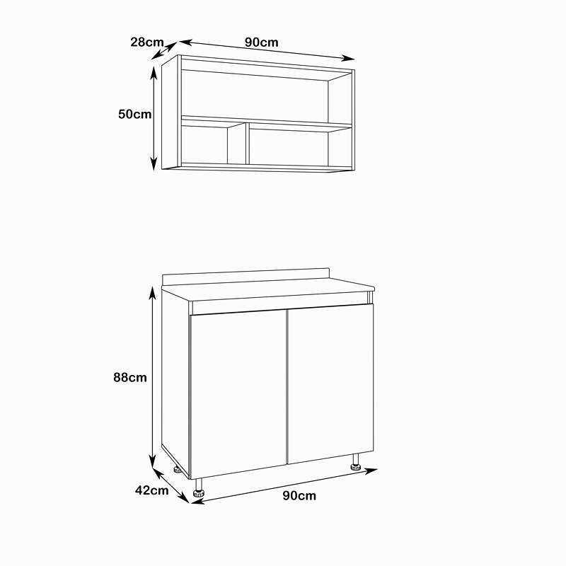 Kitchen Unit Set, 2 Pcs, Multiple Colors - KM-EG38-195