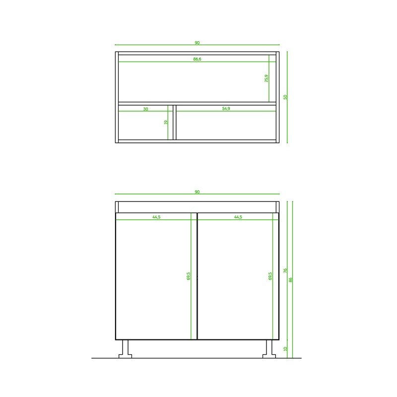 Kitchen Unit Set, 2 Pcs, Multiple Colors - KM-EG38-195