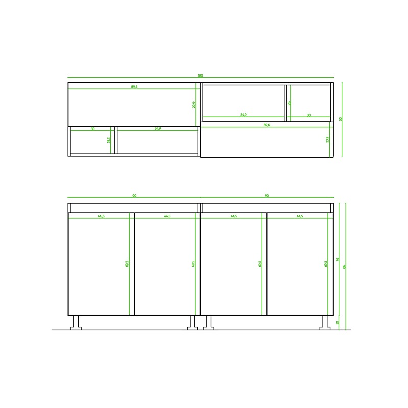 Kitchen Unit Set, 2 Pcs, Multiple Colors - KM-EG38-196