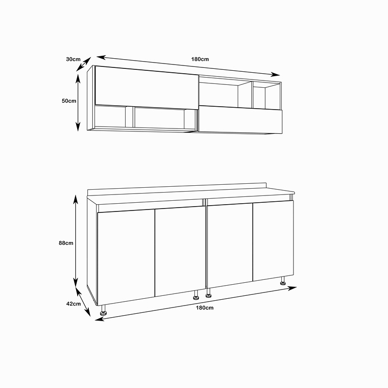 Kitchen Unit Set, 2 Pcs, Multiple Colors - KM-EG38-196