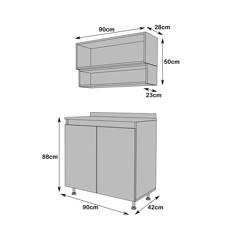 Kitchen Unit Set, 2 Pcs, Multiple Colors - KM-EG38-197