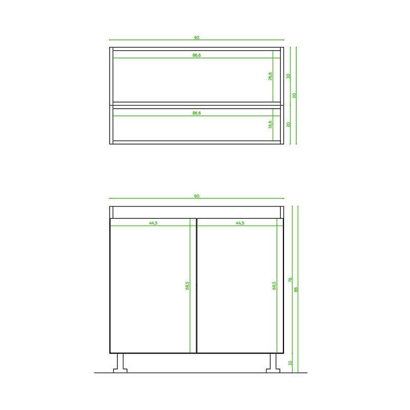 Kitchen Unit Set, 2 Pcs, Multiple Colors - KM-EG38-197