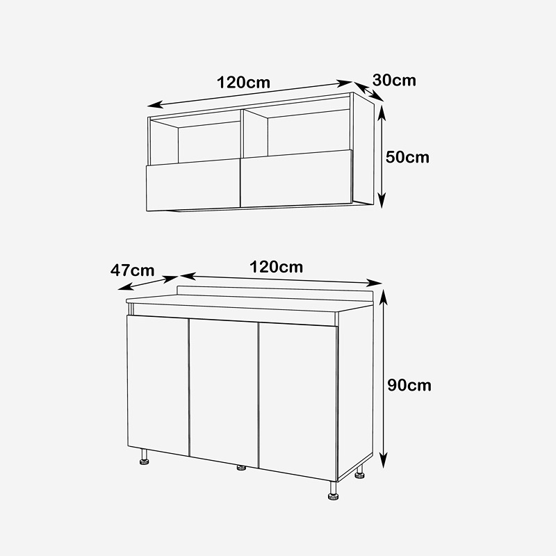 Kitchen Unit Set, 2 Pcs, Multiple Colors - KM-EG38-198