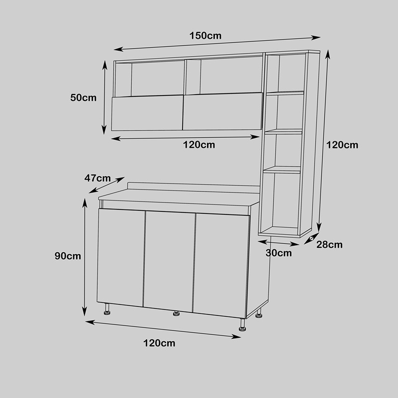 Kitchen Unit Set, 3 Pcs, Multiple Colors - KM-EG38-199