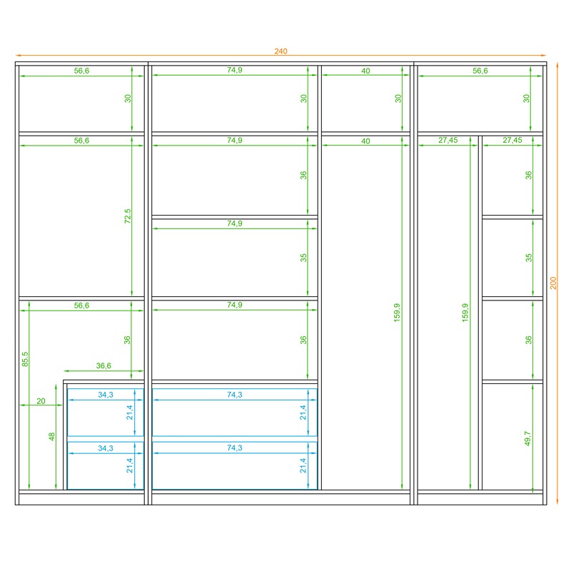 Dressing, 240 cm, Multiple Colors - KM-EG38-202