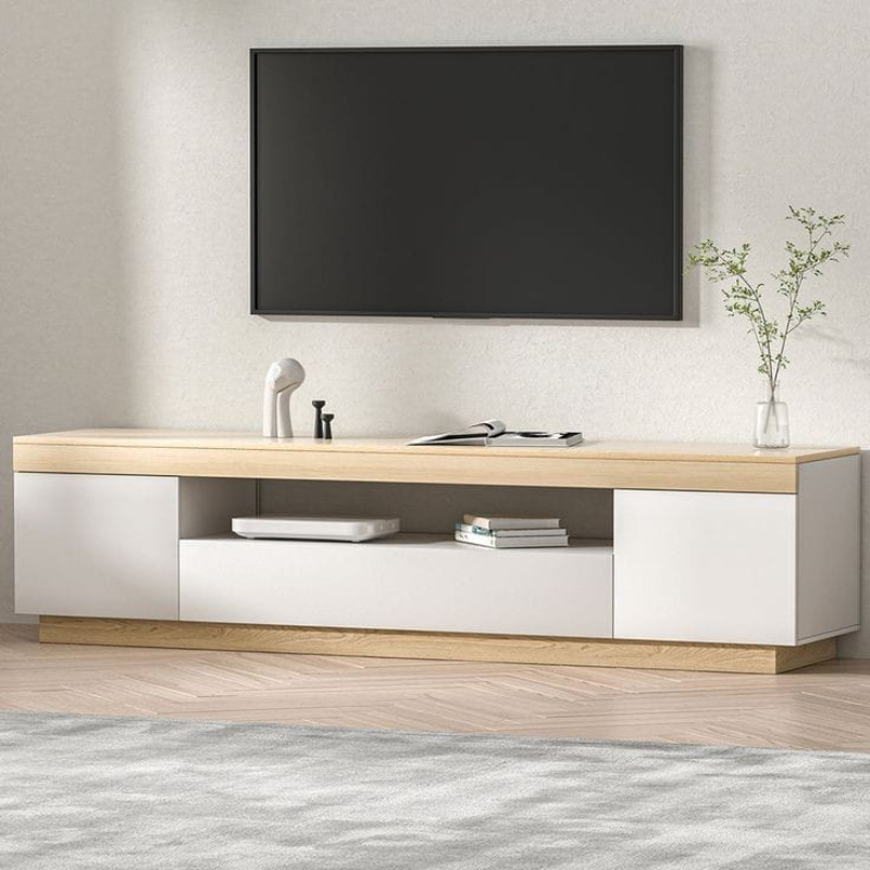 TV unit, 160 cm, white/Wood - KM-EG188-05