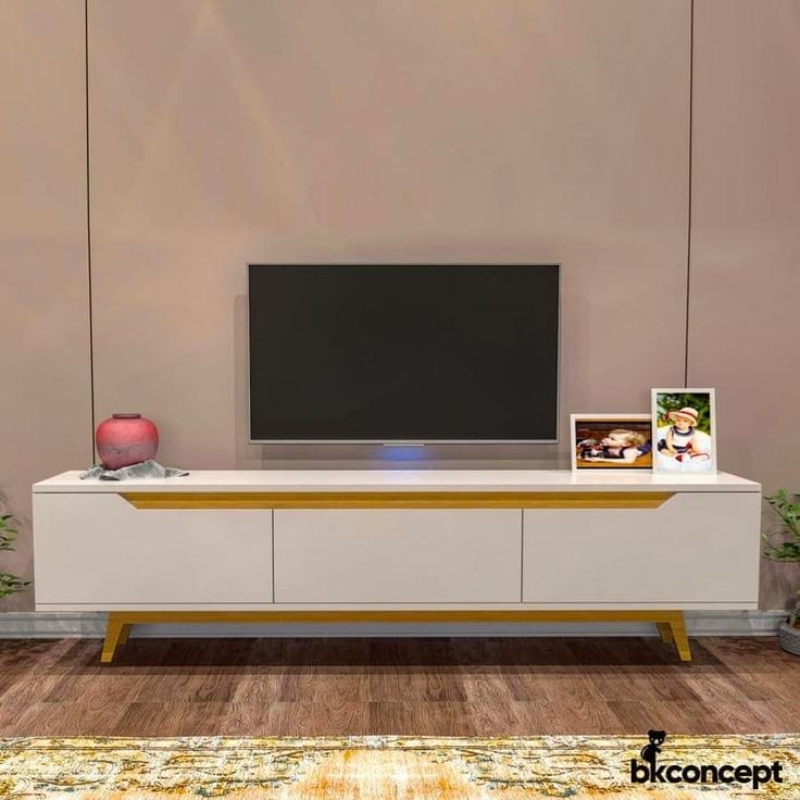 TV unit, 180 cm, white/Gold - KM-EG188-27