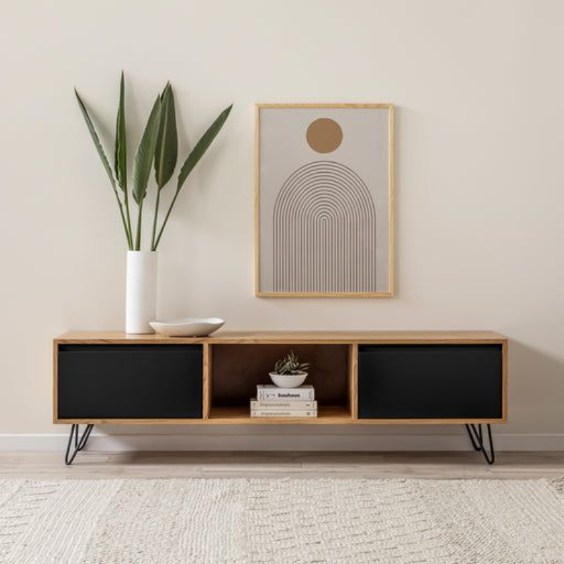 TV unit, 160 cm, Wood/black - KM-EG188-101