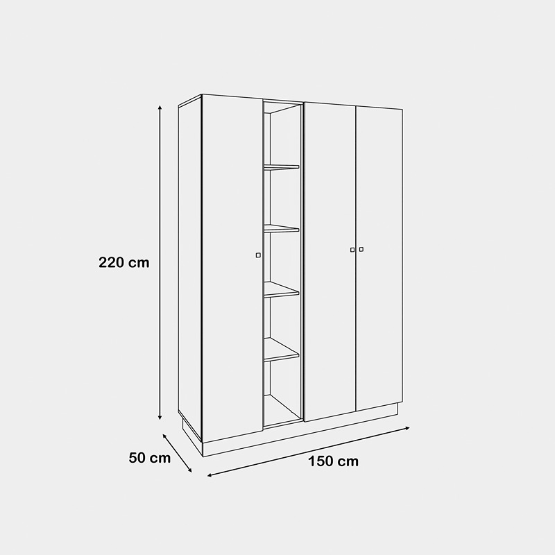 Wardrobe, 150 cm, Multiple Colors - KM-EG38-217