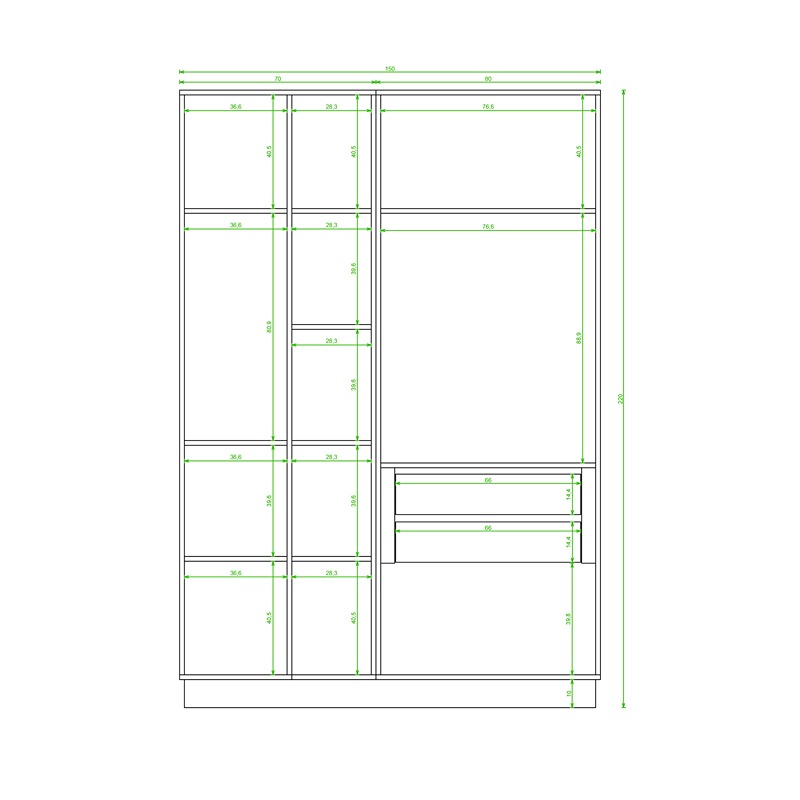 Wardrobe, 150 cm, Multiple Colors - KM-EG38-217