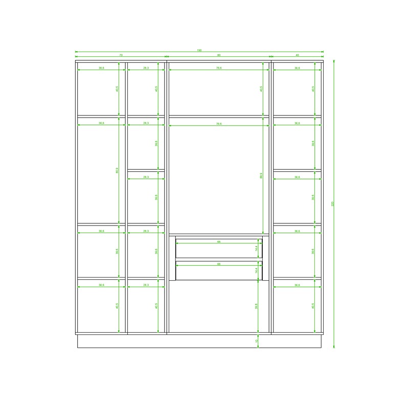 Wardrobe, 190 cm, Multiple Colors - KM-EG38-218