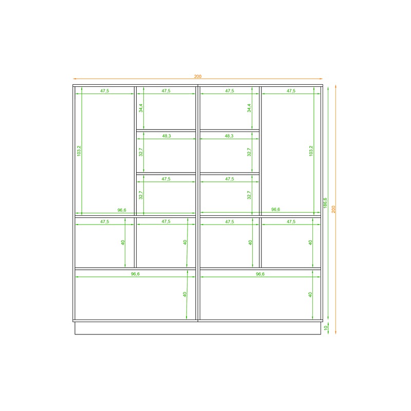 Wardrobe, 200 cm, Multiple Colors - KM-EG38-221