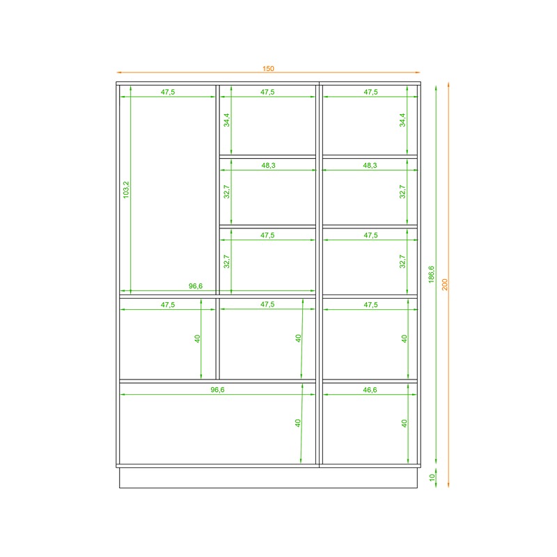 Wardrobe, 150 cm, Multiple Colors - KM-EG38-223