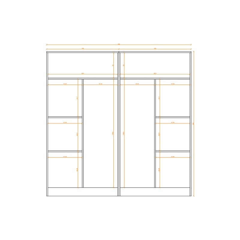 Wardrobe, 200 cm, Multiple Colors - KM-EG38-224