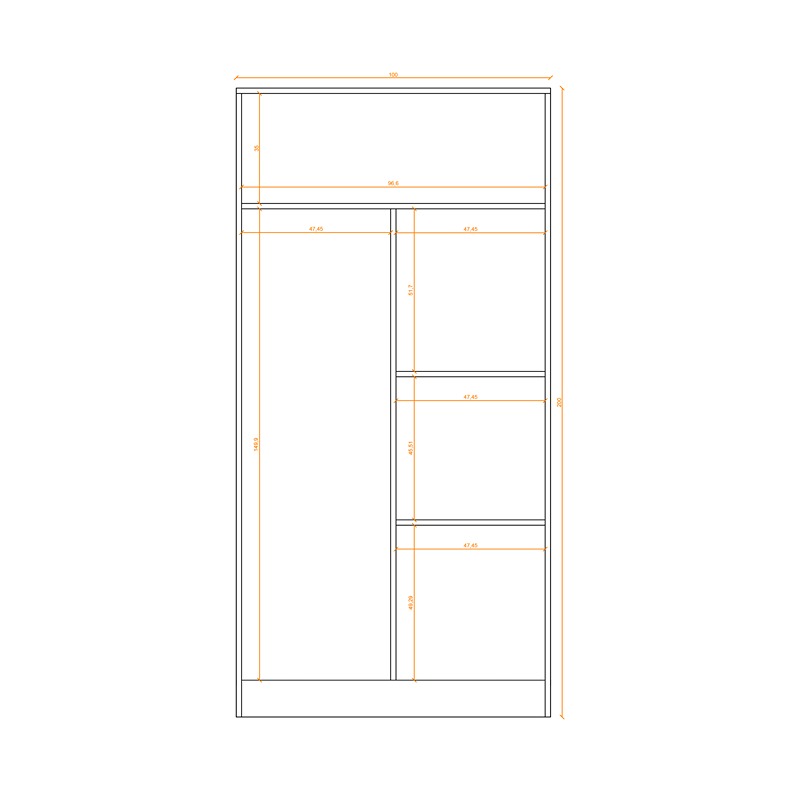 Wardrobe, 100 cm, Multiple Colors - KM-EG38-225