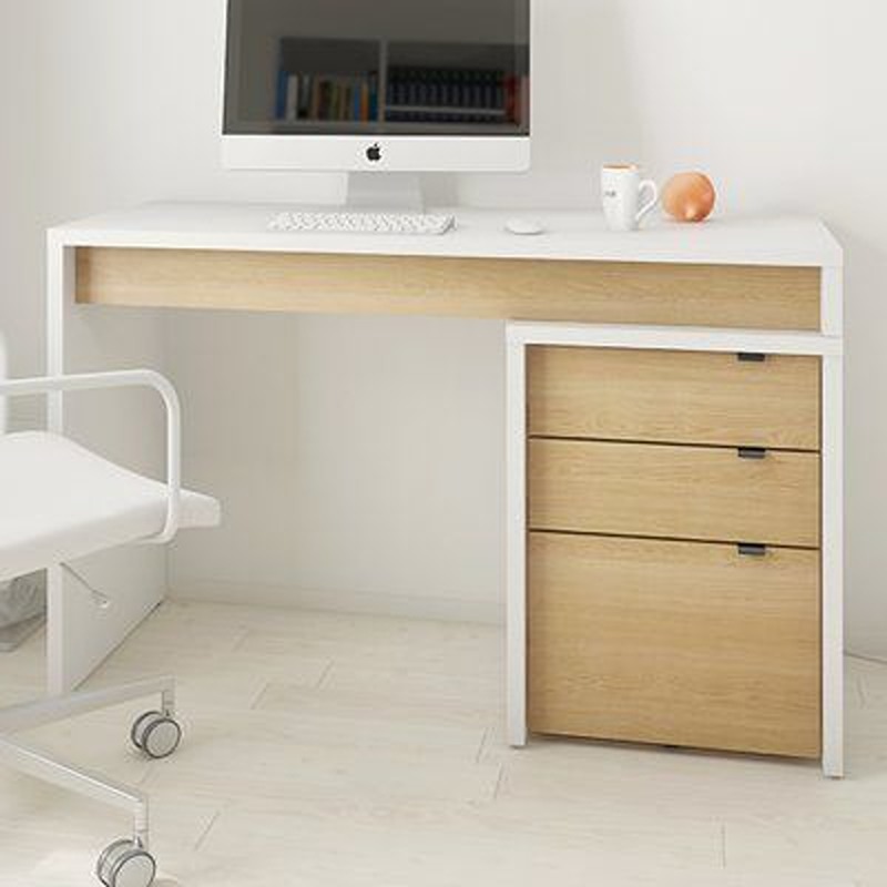 Desk, 120 cm, White/Wood - KM-EG188-133
