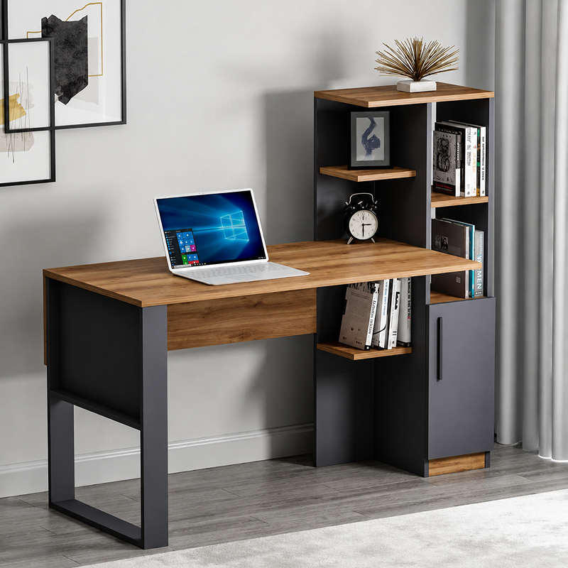 Desk, 120 cm, Wood/Black - KM-EG188-135