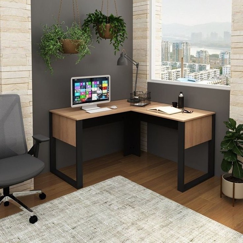 Desk, 120 cm, Wood/Black - KM-EG188-136