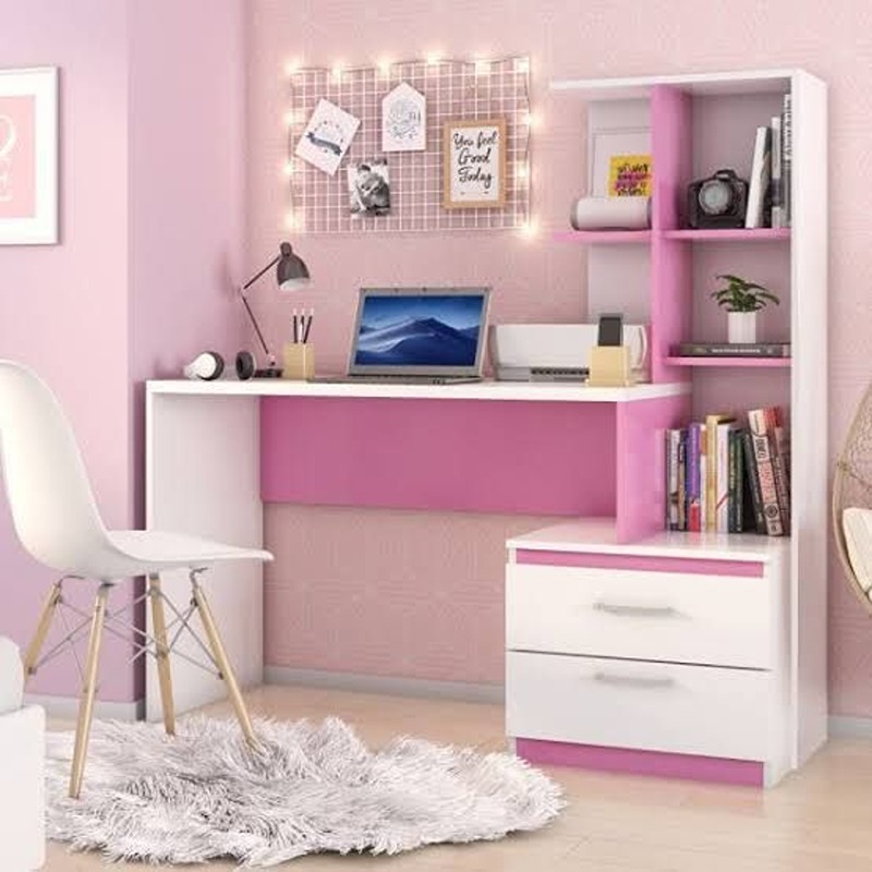 Desk, 120 cm, White/Pink - KM-EG188-140