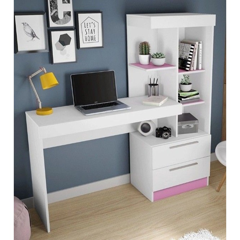 Desk, 120 cm, White/Pink - KM-EG188-141