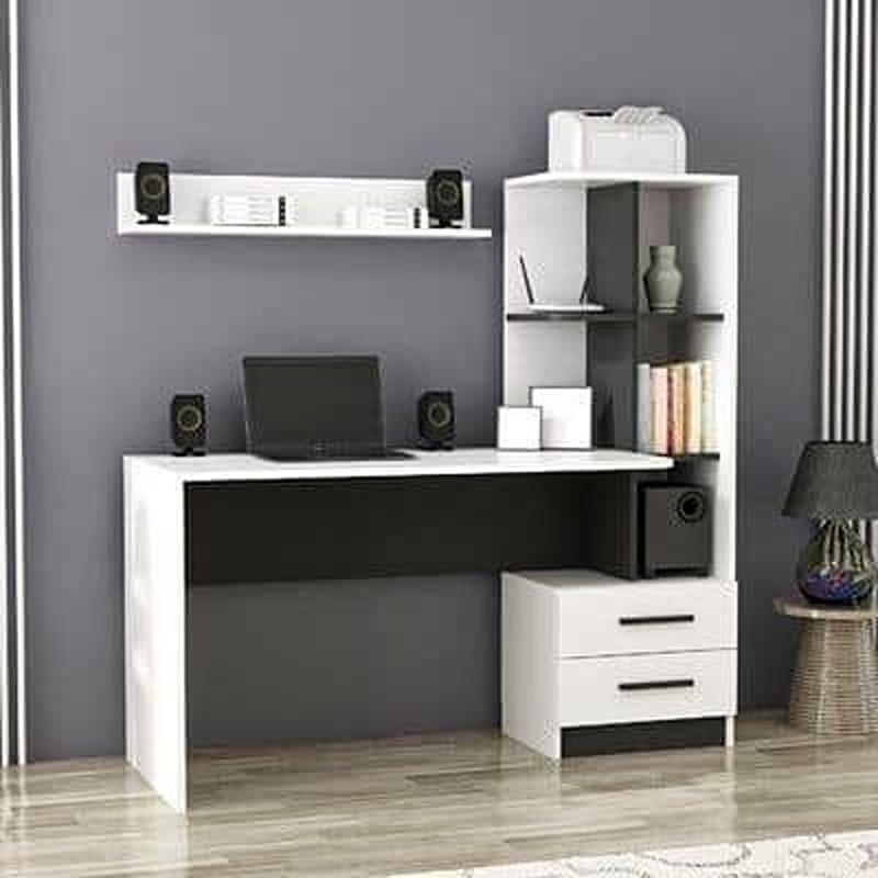 Desk, 2 Pcs, White/Black - KM-EG188-153