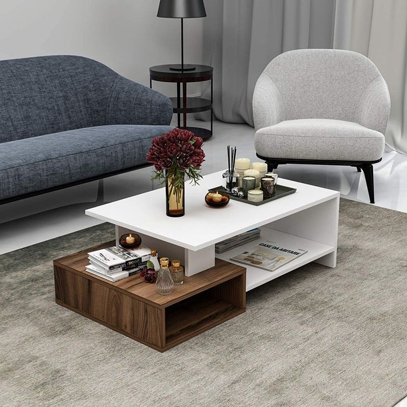 Coffee Table, 100 cm, Brown/White - KM-EG188-244