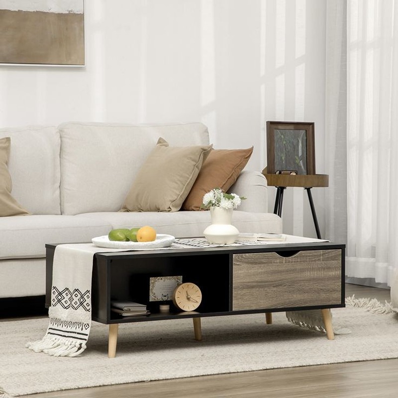 Coffee Table, 100 cm, Black/Light Wood - KM-EG188-248