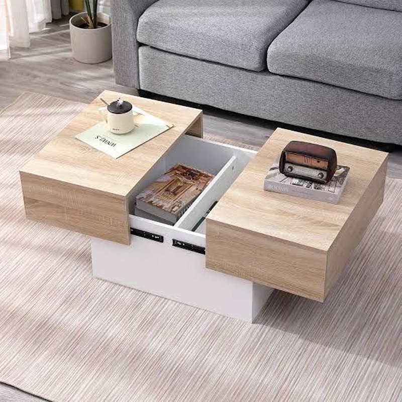 Coffee Table, 100 cm, White/Wood - KM-EG188-270