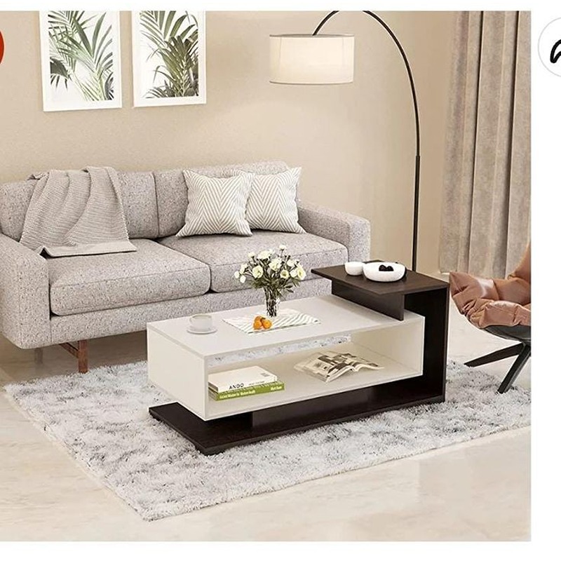طاولة قهوة، 100 سم، أبيض/أسود - KM-EG188-274