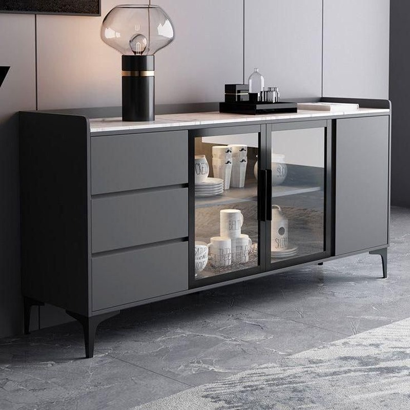 Buffet, 180 cm, Dark Grey/Black - KM-EG188-186