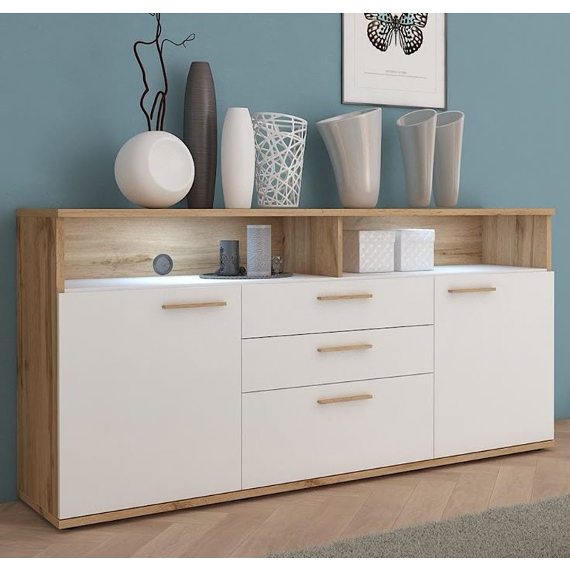 Buffet, 160 cm, White/Wood - KM-EG188-191