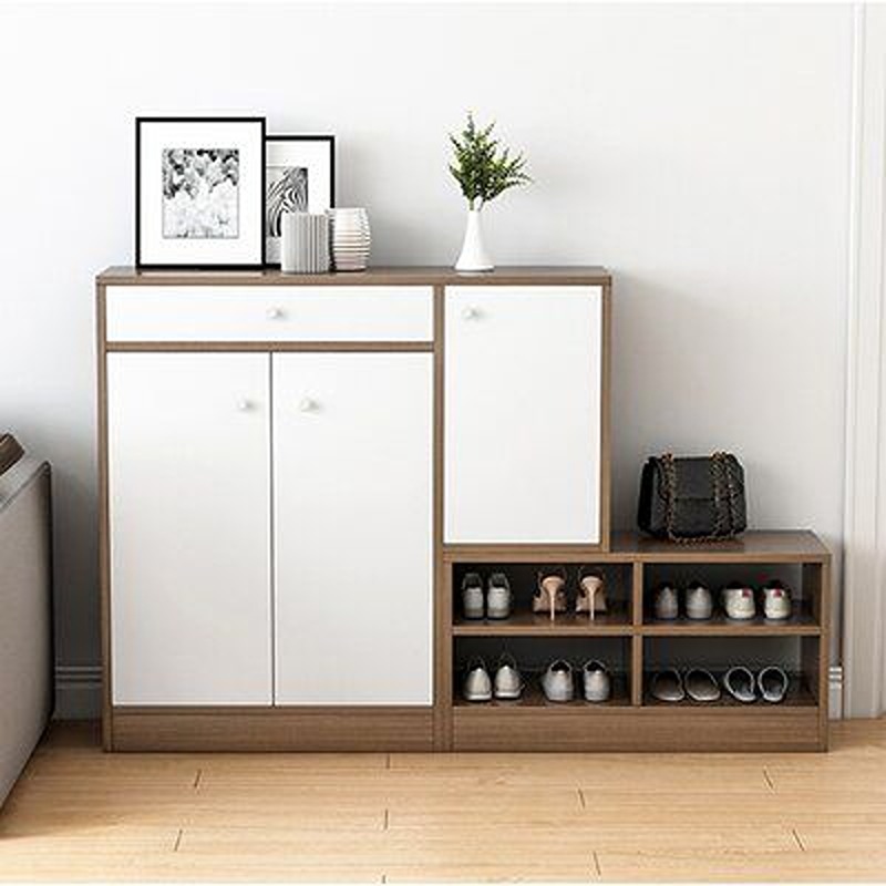 Shoe Cabinet, 150 cm, Light Wood/White - KM-EG188-393