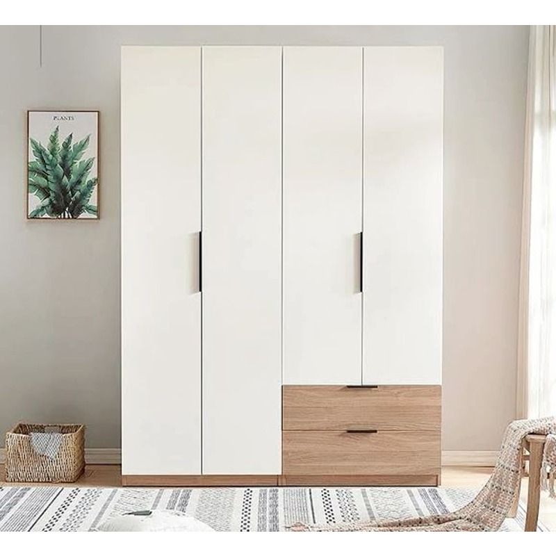 Wardrobe 160 cm, White/Wood - KM-EG188-399