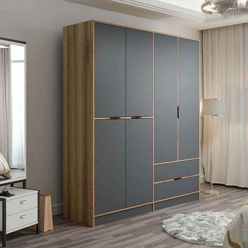 Wardrobe 160 cm, Wood/Dark Grey - KM-EG188-411