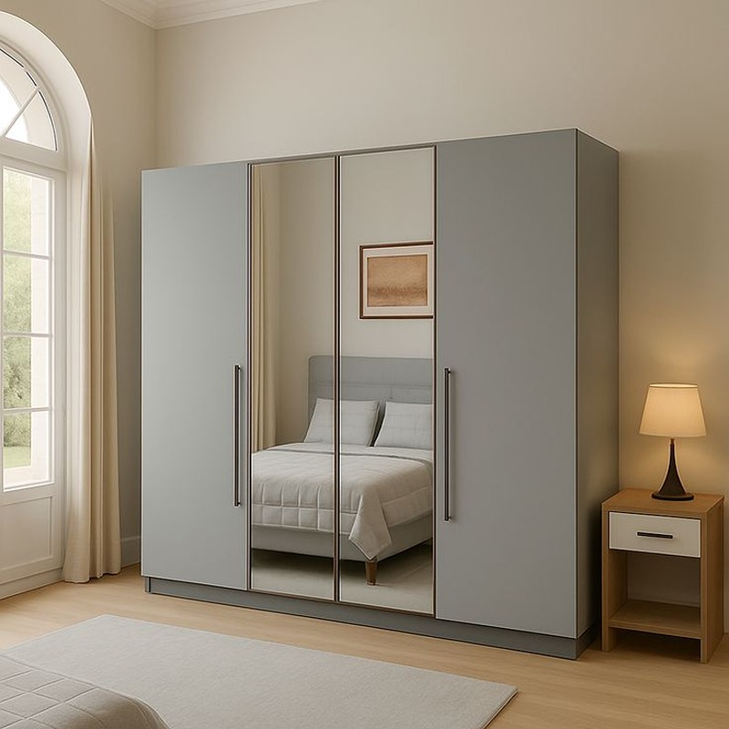 Wardrobe 220 cm, Light Grey - KM-EG188-412