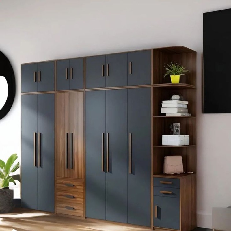 Wardrobe 240 cm, Black/Wood - KM-EG188-413