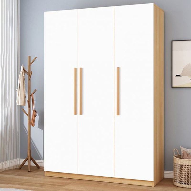 Wardrobe 120 cm, White/Wood - KM-EG188-414