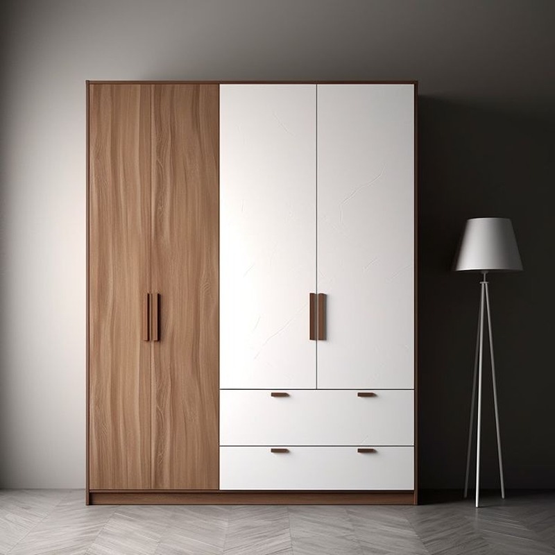Wardrobe 150 cm, Dark Wood/White - KM-EG188-416