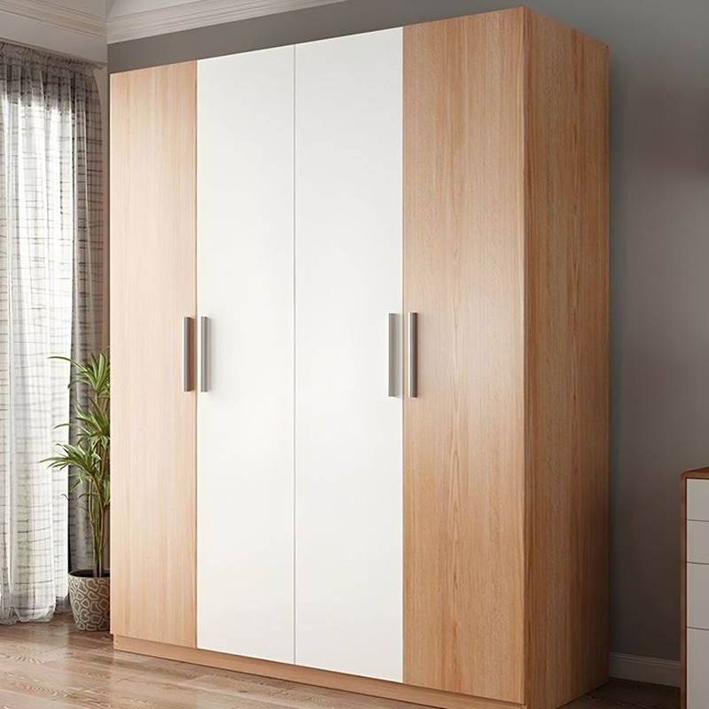 Wardrobe 160 cm, White/Wood - KM-EG188-417